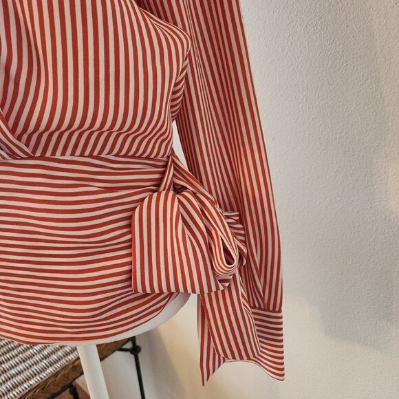 STRIPE BLOUSE WITH BANDED WAIST TIE BY CHELSEA28 / NORDSTROM - SIZE S - EUC - Picture 8 of 10